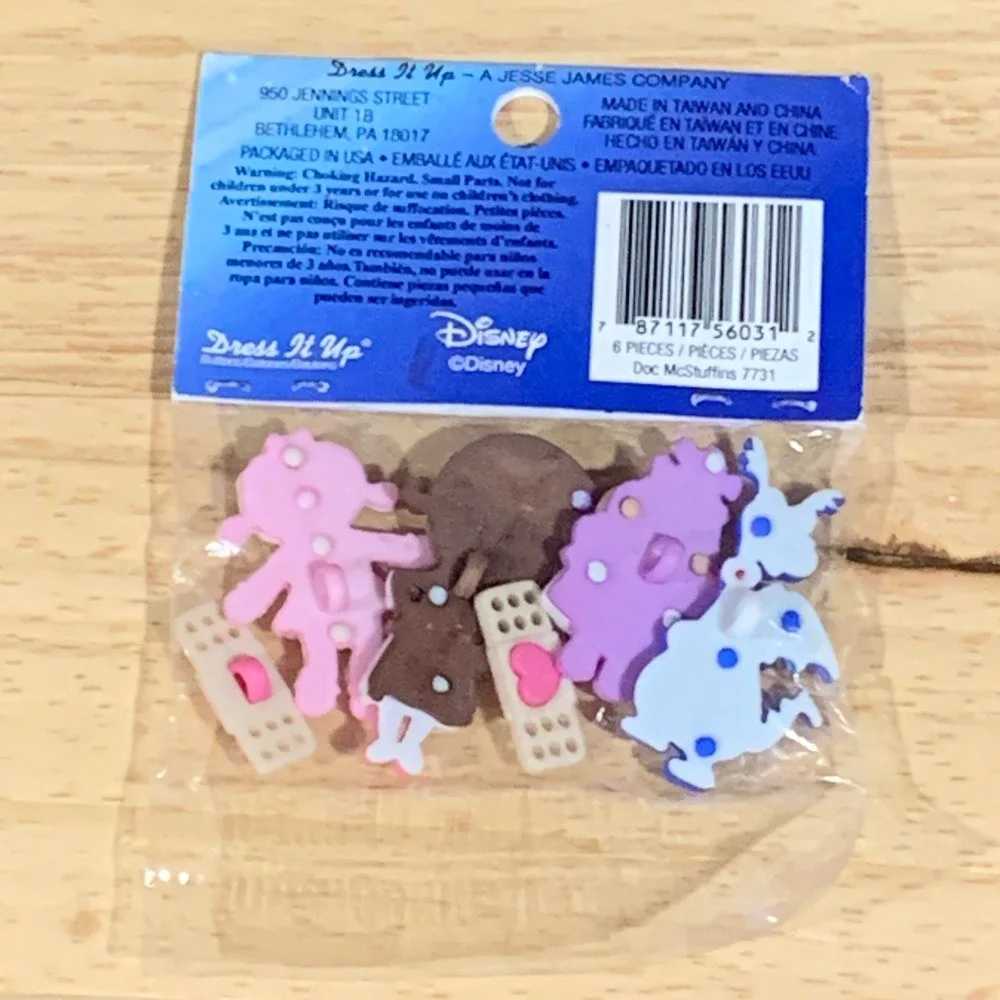 Disney‎ Doc McStuffins Dress It Up Novelty Buttons 6pc Set 7731 New
